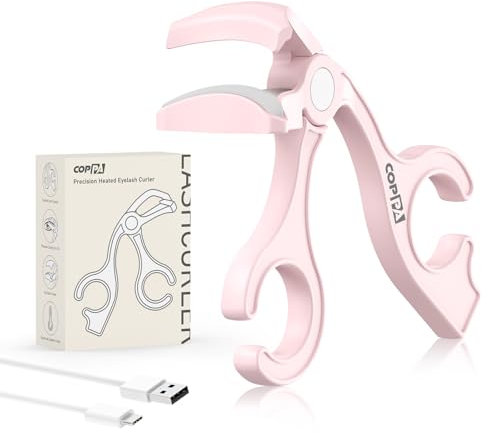 COPPA Beheizte Wimpernzange Elektrisch, EC-1 Präzisions-Wimpernzange ohne Seitenrahmen mit 65°C Hitze & 2-in-1 Tragbare Wimpernzange – Kein Kneifen Oder Ziehen Für Alle Wimpernformen, Rosa