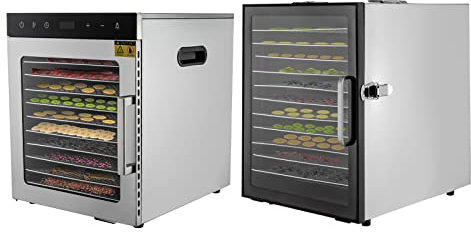 Deshidratador de alimentos, 10/12 bandejas de acero inoxidable deshidratador para alimentos y carne deshidratada, hierbas, verduras, frutas, 800W máquina de secado de alimentos eléctrica con