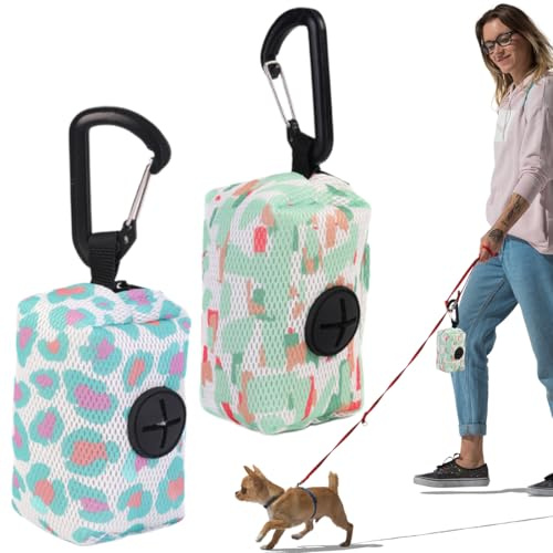Distributore di sacchetti per escrementi di animali domestici con moschettone, design portatile, può essere facilmente appeso al guinzaglio e può essere pulito mentre si porta a spasso il cane