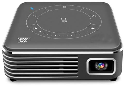 TsoLay Miniproyector 4K HD con Trípode Y Control Remoto por Infrarrojos, Android 9.0, Compatible con WiFi 2.4G/5G, Bluetooth, Tarjeta TF Y Batería De 3000 MAh para Smartphones. Espejo Inalámbrico