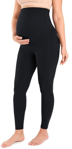 MOMANDA Damleggings för gravida över magen graviditetsyoga träningsleggings sportkläder Svart M