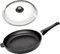 Eurolux Guss-Pfanne Ø 28 cm Induktion Set mit Deckel aus Glas - flacher 5 cm Rand - Alugusspfanne mit abnehmbaren Stiel & Antihaft-Beschichtung - Made in Germany