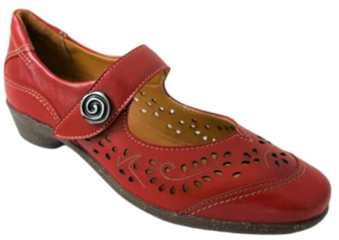 Easy Step KUTE 12 Premium FliessGel - Scarpe da ginnastica per alleviare i piedi stanchi, con due solette intercambiabili, Colore: rosso, 41 EU X-Larga
