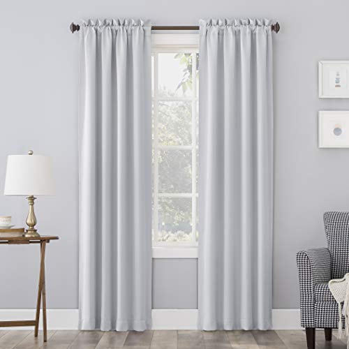 Sun Zero Easton Energy Saving Blackout Rod Pocket Curtain Panel, 40 x 63, Dove White