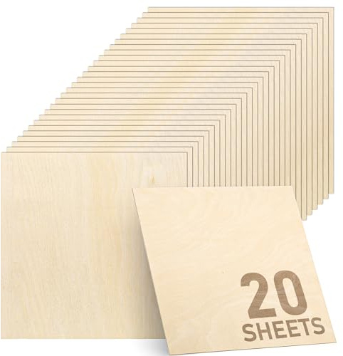 Baltic Birch Plywood - 1/8 Inch Thickness - 11.8 x 11.8 Square Wood Sheets for Laser Cutting, CNC Cutting and Crafts - Pack of 20, by TX liteart