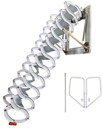 Rieort Escalier de Grenier Mural rétractable, échelle de Grenier Pliante, Charge de 500lb, Gain de Place pour la décoration de la Maison, échelle d'extension