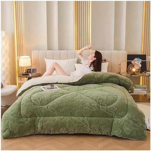 GOFOHIMI Fluffy Piumone Invernale, Addensare Traspirante Consolatore Coperta Invernale in Cashmere di Agnello Addensato Calda Trapunta Morbida per Letto Matrimoniale in Inverno,D,220x240cm(5kg)