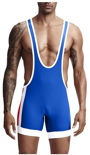 WAZHAKU Body de lucha libre para hombre, traje de lucha libre, camiseta de lucha libre, camiseta deportiva, traje de gimnasia atlético, levantamiento de pesas, bodysuit de una pieza, mono de una