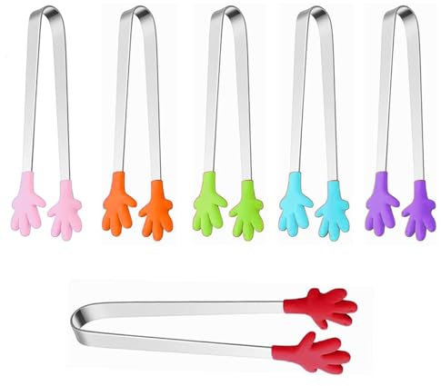 Pinze Forma a Mano Antiscivolo,6 PCS Pinze A Forma di Mano in Silicone Pinze Silicone Pinze da Cucina in Silicone Antiscivolo Pinze da Cucina per Zucchero Biscotti Insalata Bar Buffet