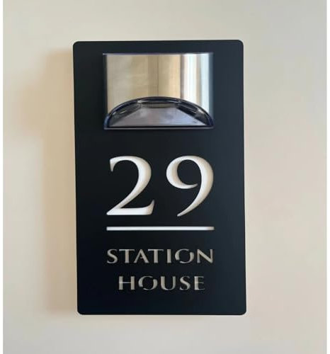 Numeros Casa Exterior Acrilico Personalizado,Personalizada Letreros Luz Led Número Casa Exterior Con Luz Solar,Números Y Placas De Dirección,3D Moderno Placas De Nombre (Negro Blanco,20 * 40cm)