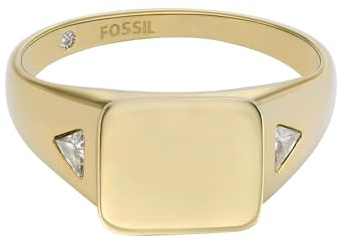 Fossil Anelli con sigillo da donna in acciaio inossidabile, Oro al miele, 6