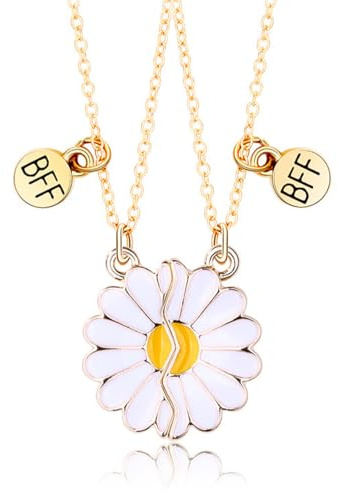 Dream Aurora Best Friend Necklace,Half Sun Friendship Pendant necklace Set,Matching Bff Necklace Girl Gifts Kids Jewellery for Women Graduation Birthday Christmas Gifts Best Friend Long Distance