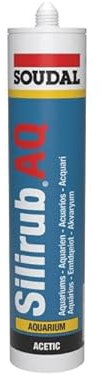 Soudal Silirub AQ Aquarium & Pond Fish Water Tank Marine Elastic Silicone Sealant 310ml Cartridge For Aquariums, Terrariums, Display Cases and Glass, Contents 310 ml, Use For Seal & Bonding (Clear)