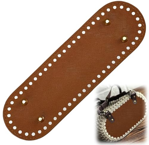 QEQSHQO Fondo Tascabile per Uncinetto, Fondo Borsa Uncinetto, Fondo Tascabile in Pelle PU, con Fori per Sacchetto a Maglia, Borsa a Tracolla Fai da Te, Accessori all'Uncinetto (30 x 10 cm)