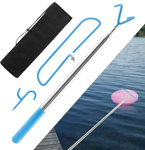 16 Feet Disc Golf Retriever Pole, Telescopic Discs Retriever with Stainless Steel Frame and Carry Bag, Extendable Disc-Golf Grabber Accessories Grabber for Tree, Bushes & Water