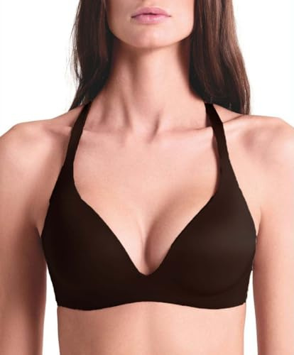 LORMAR Reggiseno Senza Ferretto Imbottito Shine 1430 Coppe Supersoft Preformate, Microfibra Effetto Seta con Spalline Incrociabili – Nero, 3C