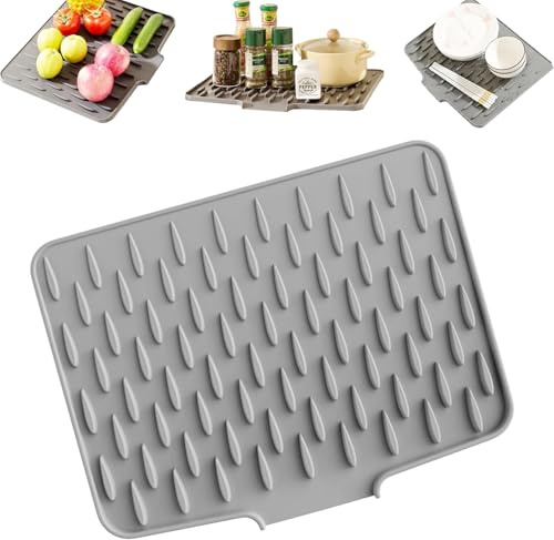 Tappetino Scolapiatti Silicone,40x33.5CM Pieghevole Tappeto per Piatti Cucina,Tappetino Lavello Cucina,Sottobicchieri in Silicone Antiscivolo,Presine,Tovaglietta,Ripiano per Cucchiai