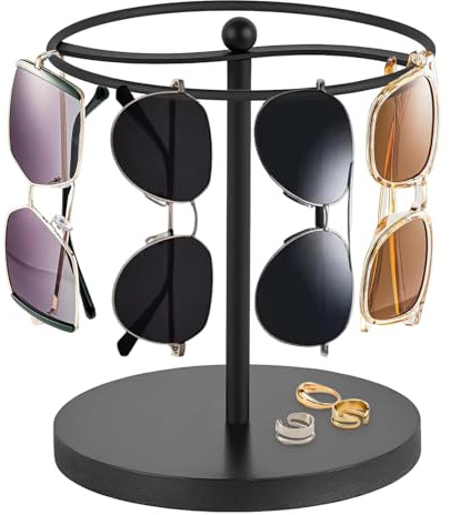 Dulynva Soporte para Gafas de Sol Organizador de Gafas de Sol Expositor Colgador para Grafas Organizador de Grafas de Metal para Casa, Tienda, Tocadores, Mesitas de Noche, Escritorios (Negro)