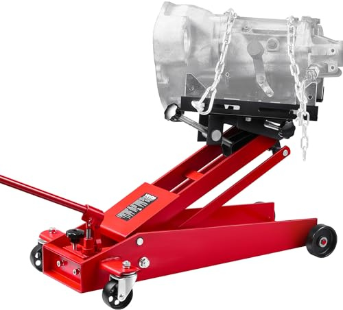 VEVOR Adjustable Floor Transmission Jack 1000 LBS Low Profile Hydraulic Transmission Telescoping Heavy-Duty Lift Jack 6.3-25.2 in Lifting Height, 360° Swivel Front Wheels