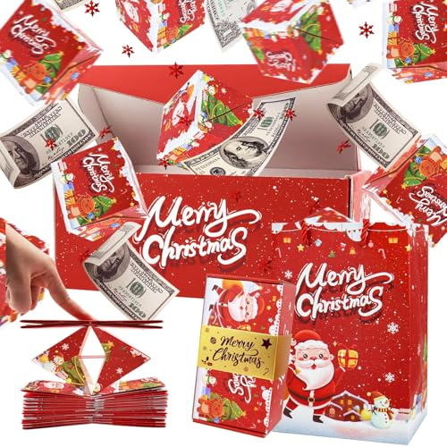 Surprise Gift Box Explosion for Money, Folding Bouncing Pop-Up Explosion Gift Box, Christmas Surprise Box, Gifts Boxes for Birthday Anniversary Valentine Proposal (Red-A 6 Bounces Boxes)