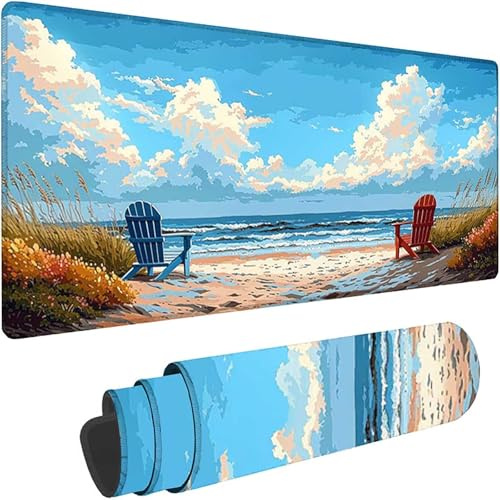 Musmatta XXL 1600x800x3mm, blå musmatta gaming tvättbar, landskap musmatta skrivbordstillbehör, vattentät och halkfri musmatta för PC, bärbar dator, kontorsarbete, present till herr w-3606