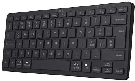 Trust Vira Tastiera Wireless Bluetooth Layout Italiano QWERTY, Tastiera Senza Filo Compatta, Scissor Switch, Batteria Ricaricabile per PC Laptop Mac, Windows iOS macOS Android, Nero