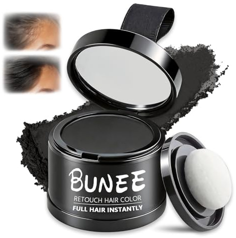 Hairline Powder, Instantly Polvo de línea Capilar, Retoca Raices Corrector para Cabello, Sombra para el Cabello, Para Mujeres y Hombres, Maquillaje Capilar Resistente al Agua (Negro)