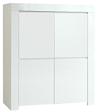 Highboard Amalfi 4-türig, 120 x 140 x 50 cm, weiß hochglanz