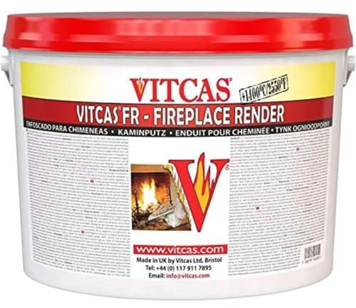 VITCAS 10 Kg Fireplace Render – Easy Application - Plaster Base Coat – Dry Powder Material – Rendering Bricks and Concrete - Fireplace Breeze Block – Heat Resistance Up to 1400 degree Celsius