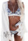 Ocean Plus Damen V-Ausschnitt Geblümt Triangel Bikini-Set mit Bügel Spaghetti Bademode Bandeau Slips mit Tunnelzug (L (EU 36-38), A-Blumen)