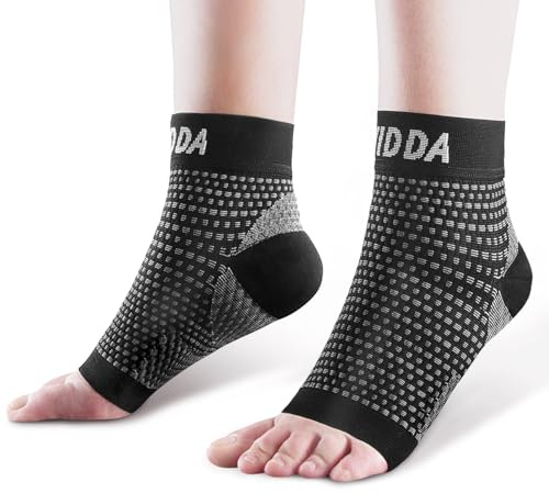 AVIDDA 2 Pairs Ankle Support Brace for Men and Women, Compression Sleeve Socks for Plantar Fasciitis, Sprained Ankle, Ligament Damage, Achilles Tendonitis, Sports, Running - Black S