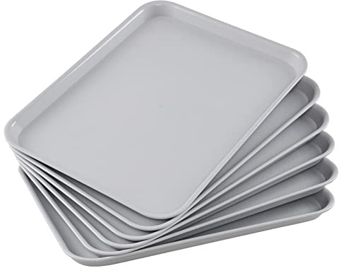Qqbine Reusable Large Plastic Serving Trays, Plastic Rectangular Food Trays, 6 Packs