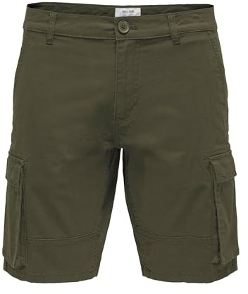 ONLY and SONS ONSCam Stage Cargo Shorts PK 6689 Uomo Shorts Verde Oliva M 98% Cotone, 2% elasthane