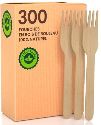 300 Forchette Ecologiche in Legno di Betulla Monouso 100% Naturali Biodegradabili e Compostabili Posate Usa e Getta