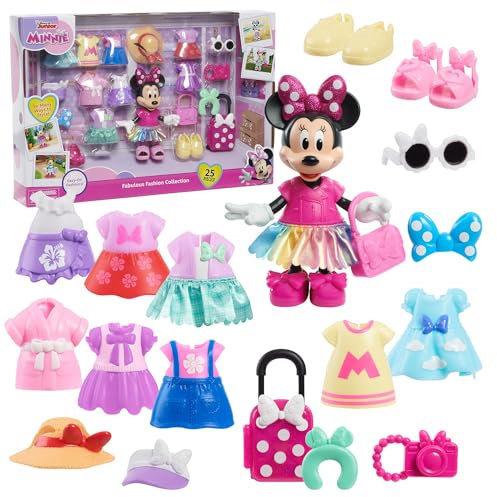 Just Play Disney Junior Minnie Mouse Fabulous Fashion Collection Gliederpuppe und Zubehör, 25-teilig, Kinderspielzeug ab 3 Jahren