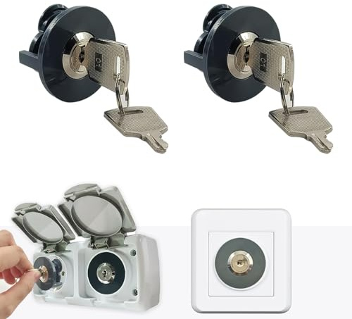 Shuokang Steckdosenschloss, Stromdiebstahl verhindern, Stromkosten sparen; Verhindert Kontakt von Kindern, Haustieren mit elektrischen Geräten. Im Innen- und Außenbereich weit verbreitet, 2er-Pack