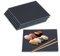 Relaxdays Set di 6 Piatti da Portata in Ardesia, Set da 6 Vassoi Quadrati 25x25 cm, Servire Sushi, Salumi e Formaggi, Nero