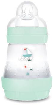 MAM Easy Start Anti-Colic Babyflasche (160 ml), besonders gut akzeptierte Milchflasche, Baby Trinkflasche mit Bodenventil gegen Koliken & Sauger Größe 1, 0+ Monate, Segelboot