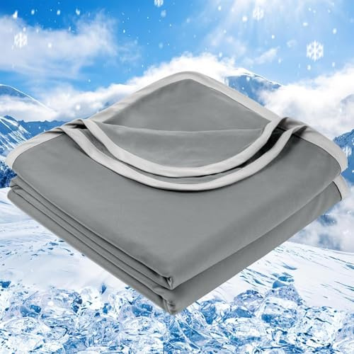 PHF Double Cooling Blanket Double Size for Hot Sleepers, Double Side Arc-Chill Q-Max>0.5 Cooling Blanket for Night Sweats to Keep Cool, 150 x 200cm, Charcoal Grey
