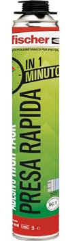 Fischer PRESA RAPIDA 60 Secondi, Schiuma Adesivo Poliuretanico a Bassa Espansione, Presa Iniziale già da 1 Minuto, 571751