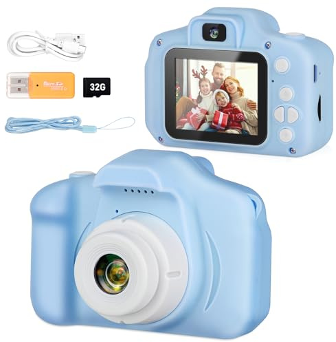 Kids Camera Toys, Christmas Birthday Gifts for Boys/Girls, HD Digital Video Camera for 3 4 5 6 7 8 9 Year Old Kids with 32GB SD Card