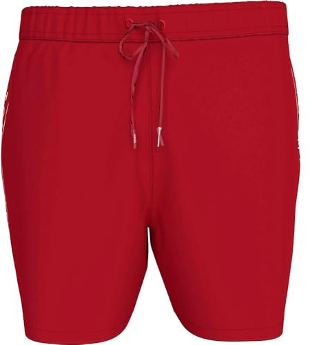 Tommy Hilfiger Short de Bain Homme Medium Drawstring Tape avec Cordon de Serrage, Multicolore (Medium Red), L