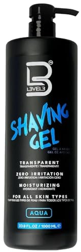 Gel da barba livello 3 – gel da barba per rasoio – non irritante – odore rinfrescante L3 – nessun asciugamano caldo necessario – gel da barba livello 3 (Aqua – Grande)