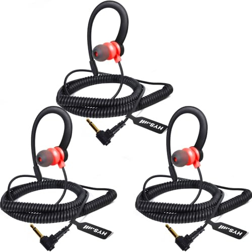 HYS Lätt öronbygel – 3,5 mm uttag – vänster eller höger öra – hörlurheadset för radioapparater handmikrofon, 3 stycken (REDC-3)