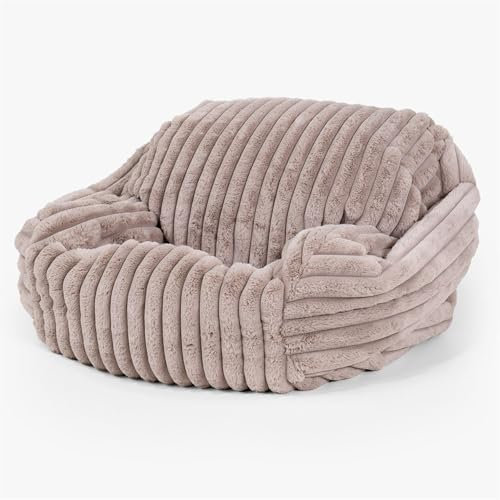 Lounge Pug Canapé Sabine en Velours Côtelé Ultra Pelucheux - Doux & Confortable, Idéal pour Coin Lecture ou Cosy, Canapé Pouf Élégant - Vison