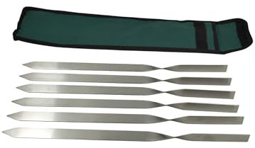 Lot de 6 brochettes Adana Kebab en acier inoxydable – Rotation à 90 ° – Épaisseur : 2 mm – Longueur : 40 cm – Largeur : 2 cm – Brochettes à viande avec sac – Idéal pour les barbecues à gaz et les