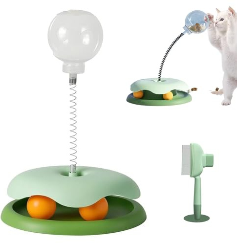 NIANE Cat Treat Ball Dispenser, 2025 New Treat Dispensing Dog Toys,Interactive Pet Toy Interactive Slow Feeder Dog Food Puzzle Toy, Multifunctional Leaking Treats Ball Pet Feeder Toy(Green)