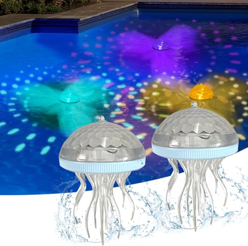 KUWUNG 2 Pack Solar Floating Pool Lights, Underwater Pool Light, Floating Pond Light Rechargeable, Waterproof LED Glow Floating Night Lights for Pond, Wedding, Party,Pool, House Decor