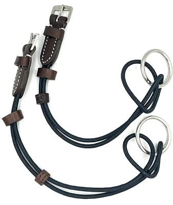 Equine Smile ES3011 - Mors de mâchoire pour bridon à enfiler - 35 cm - Cuir marron/nylon noir