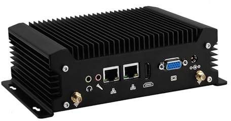 Glovary fläktlös industriell miniPC, Core i7 8665U inbyggd låda dator, robust Win 11 Linux hemserver, barebone NO RAM NO SSD, 4K HD, 2 x Gigabit LAN, 2 x COM, 8 USB-port, WiFi, BT